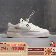 🔥 NIKE COURT LEGACY LIFT ‘SUMMIT WHITE / LIGHT SMOKE GREY’ – SIZE 40.5 – PVN23275 – CHÍNH HÃNG