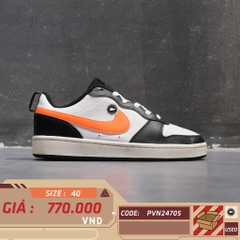 🔥 NIKE COURT BOROUGH LOW 2 “WHITE BLACK ORANGE” BQ5448-115 – SIZE 40 – PVN24705 – CHÍNH HÃNG