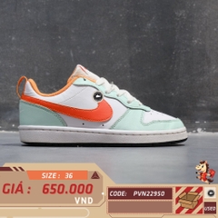 Nike Court Borough Low 2 GS Mint Foam Safety Orange - FN3687 181 - Size 36 - GIÀY 2HAND CHÍNH HÃNG PVN22950