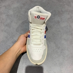ADIDAS HOOPS 2.0 MID 'WHITE BLUE RED' EE7382 SIZE 42 2/3 GIÀY 2HAND CHÍNH HÃNG