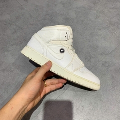 AIR JORDAN 1 MID 'TRIPLE WHITE' 554725-129 SIZE 38 GIÀY 2HAND CHÍNH HÃNG