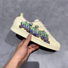 ADIDAS SUPERSTAR WHITE PURPLE GREEN – GW4443 SIZE 40 2/3 – GIÀY 2HAND CHÍNH HÃNG