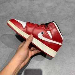 AIR JORDAN 1 RETRO MID GS 'GYM RED WHITE' 554725 605 SIZE 37.5 GIÀY 2HAND CHÍNH HÃNG PVN20732