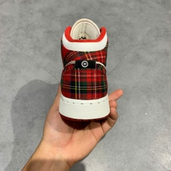 NIKE AIR JORDAN 1 MID WHITE PLAID (GS) 554725 607 SIZE 38.5 GIÀY 2HAND CHÍNH HÃNG PVN20801