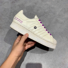 ADIDAS SUPERSTAR BOLD 'CLEAN CLASSICS COLLECTION - WHITE SHOCK PURPLE' FY0129 SIZE 38 GIÀY 2HAND CHÍNH HÃNG PVN20948