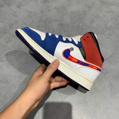 AIR JORDAN 1 MID SE GS RUSH BLUE UNIVERSITY RED BQ6931 146 SIZE 38 GIÀY 2HAND CHÍNH HÃNG PVN20782