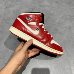 AIR JORDAN 1 MID 'GYM RED BLACK WHITE' 554725 605 SIZE 40 GIÀY 2HAND CHÍNH HÃNG PVN20616