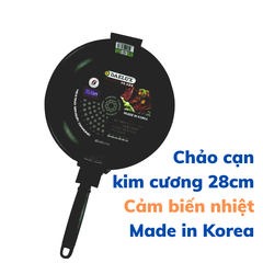 Chảo kim cương chống dính 28cm tay cầm cảm biến nhiệt thông minh, sản xuất tại Hàn Quốc Daelux DXF-D28HS