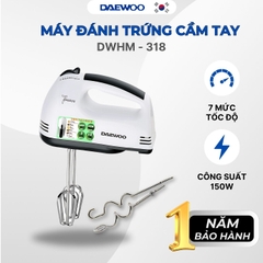 [Urbox] Máy đánh trứng DAEWOO DWHM-318 công suất 150W, que đánh inox, bảo hành 1 năm