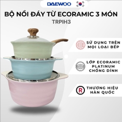 Bộ 3 Nồi Đáy Từ Ecoramic Cao cấp TRPIH3 - Chất liệu hợp kim nhôm cao cấp, men chống dính, thiết kế sang trọng