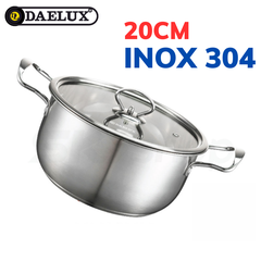 Nồi Inox 304 đáy từ 5 lớp nắp thủy tinh cường lực cao cấp siêu bền Daelux DXSP-20