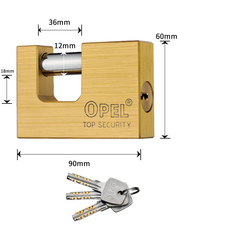 Ổ Khóa Đồng Ople Cầu Ngang Khóa Bằng Chìa 3 Chìa Vuông Điện Tử (Hàng Chính Hãng)