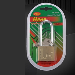 Ổ KHÓA THÂN VUÔNG HEHE (THÉP, MẠ VÀNG, 3 CHÌA)