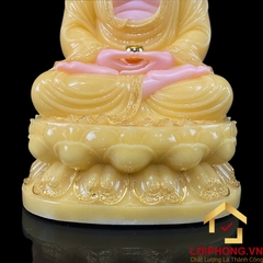 Tượng Phật A Di Đà Ngồi Đế Hoa Sen Bằng Bột Đá Thạch Anh Viền Vàng cao 30 - 65cm
