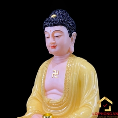 Tượng Phật A Di Đà Ngồi Đế Hoa Sen Bằng Bột Đá Thạch Anh Viền Vàng cao 30 - 65cm