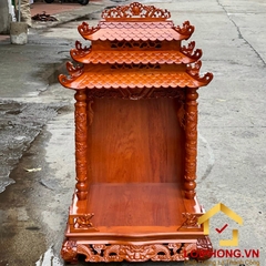 Bàn thờ Ông Địa Thần Tài đục rồng mái 3 tầng 61x69x127 cm