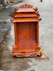 Bàn thờ Ông Địa Thần Tài đục rồng mái 3 tầng 61x69x127 cm