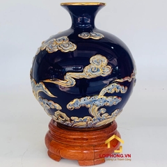 Bình hút tài lộc cá chép hóa rồng vẽ vàng màu vàng, xanh, đỏ cao 22 cm – 25 cm