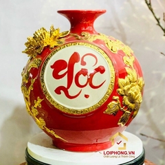 Bình hút tài lộc chữ Lộc dát vàng cao 18 cm – 28 cm