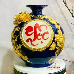 Bình hút tài lộc chữ Lộc dát vàng cao 18 cm – 28 cm