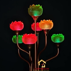Đèn thờ hoa sen 7 bông bằng lưu ly cao cấp cao 76 cm