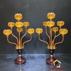 Đèn thờ hoa sen 7 bông bằng lưu ly cao cấp cao 76 cm