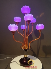 Đèn thờ hoa sen 7 bông bằng lưu ly cao cấp cao 76 cm