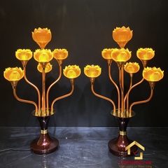 Đèn thờ hoa sen 7 bông bằng lưu ly cao cấp cao 76 cm