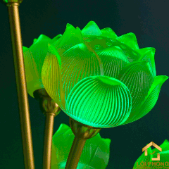 Đèn Thờ Hoa Sen 13 bông chớm nở bằng lưu ly cao cấp