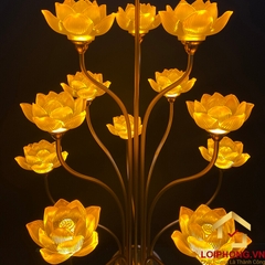Đèn Thờ Hoa Sen Bình Lưu Ly 13 bông cao 126cm