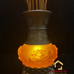 Đèn Thờ Hoa Sen Bình Lưu Ly 13 bông cao 126cm