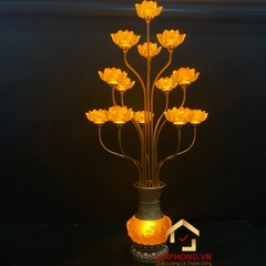 Đèn Thờ Hoa Sen Bình Lưu Ly 13 bông cao 126cm