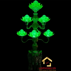 Đèn Thờ Hoa Sen 9 bông đế con voi cao 62cm