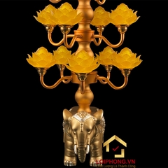 Đèn Thờ Hoa Sen 13 bông đế con voi cao 74cm