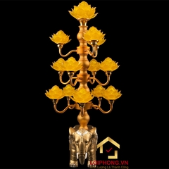 Đèn Thờ Hoa Sen 13 bông đế con voi cao 74cm