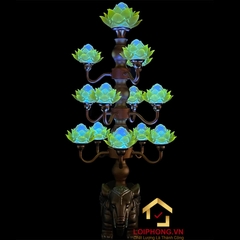 Đèn Thờ Hoa Sen 13 bông đế con voi cao 74cm