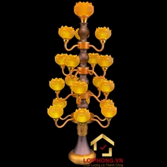 Đèn Thờ Hoa Sen Thủy Lưu Ly thân cổ 19 bông cao 82cm
