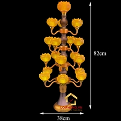 Đèn Thờ Hoa Sen Thủy Lưu Ly thân cổ 19 bông cao 82cm