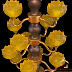 Đèn Thờ Hoa Sen Thủy Lưu Ly thân cổ 19 bông cao 82cm