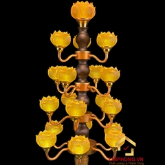 Đèn Thờ Hoa Sen Thủy Lưu Ly thân cổ 19 bông cao 82cm