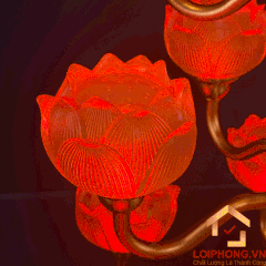 Đèn Thờ Hoa Sen Thủy Lưu Ly thân cổ 19 bông cao 82cm