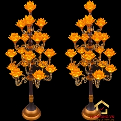Đèn Thờ Hoa Sen Thủy Lưu Ly thân cổ 19 bông nở vàng cao 160cm