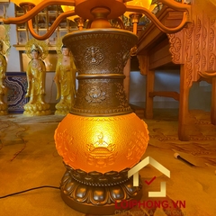 Đèn Thờ Hoa Sen Bình Lưu Ly 27 bông nở vàng cao 182cm