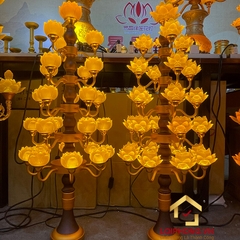 Đèn Thờ Hoa Sen Lưu Ly thân cổ lùn 27 bông nở cao 105cm