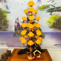 Đèn Thờ Hoa Sen Lưu Ly thân cổ lùn 27 bông nở cao 105cm