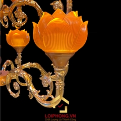Đèn Thờ Hoa Sen Thủy Lưu Ly thân cổ 19 bông cụp cao 160cm
