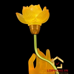 Đèn thờ tay phật cầm hoa sen bằng lưu ly cao cấp