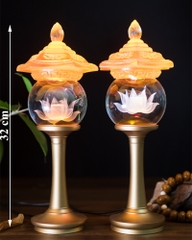Đèn thờ đẹp bằng pha lê  cao cấp, cao 32 cm ĐTP 02
