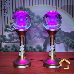 Đèn Cầu Hoa Sen Thân Đồng In Hoa Sen Hồng
