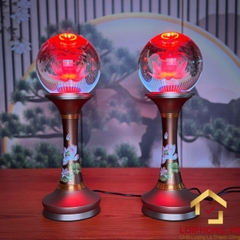Đèn Cầu Hoa Sen Thân Đồng In Hoa Sen Hồng